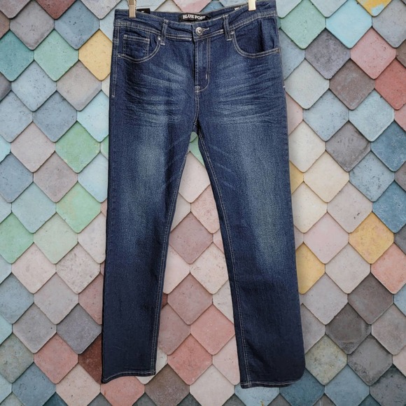 New BLUE POST Slim Stretch Jeans Blue NWT 32 x 30 - Picture 2 of 16